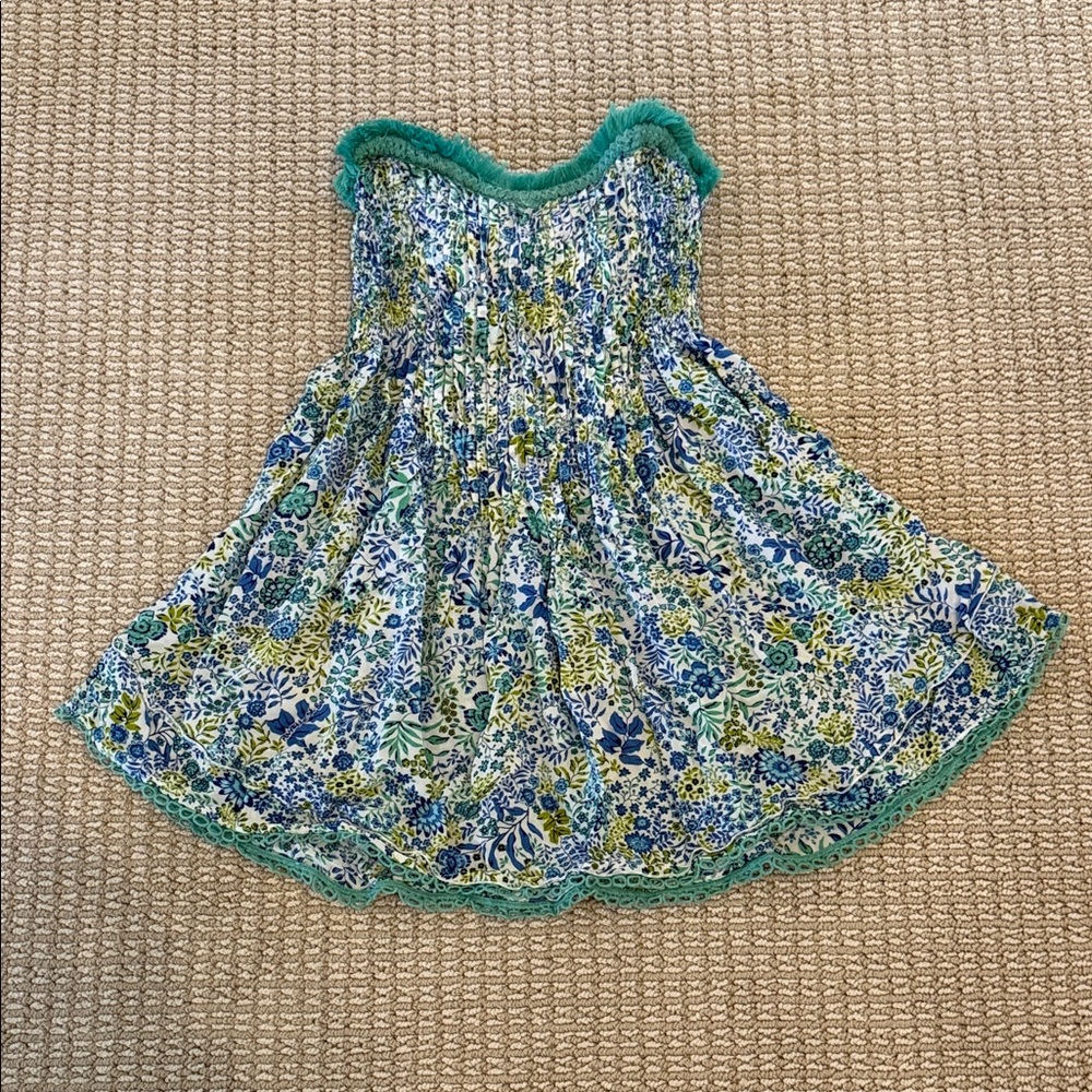 Poupette St. Barth Blue and Green Floral Mini Dress